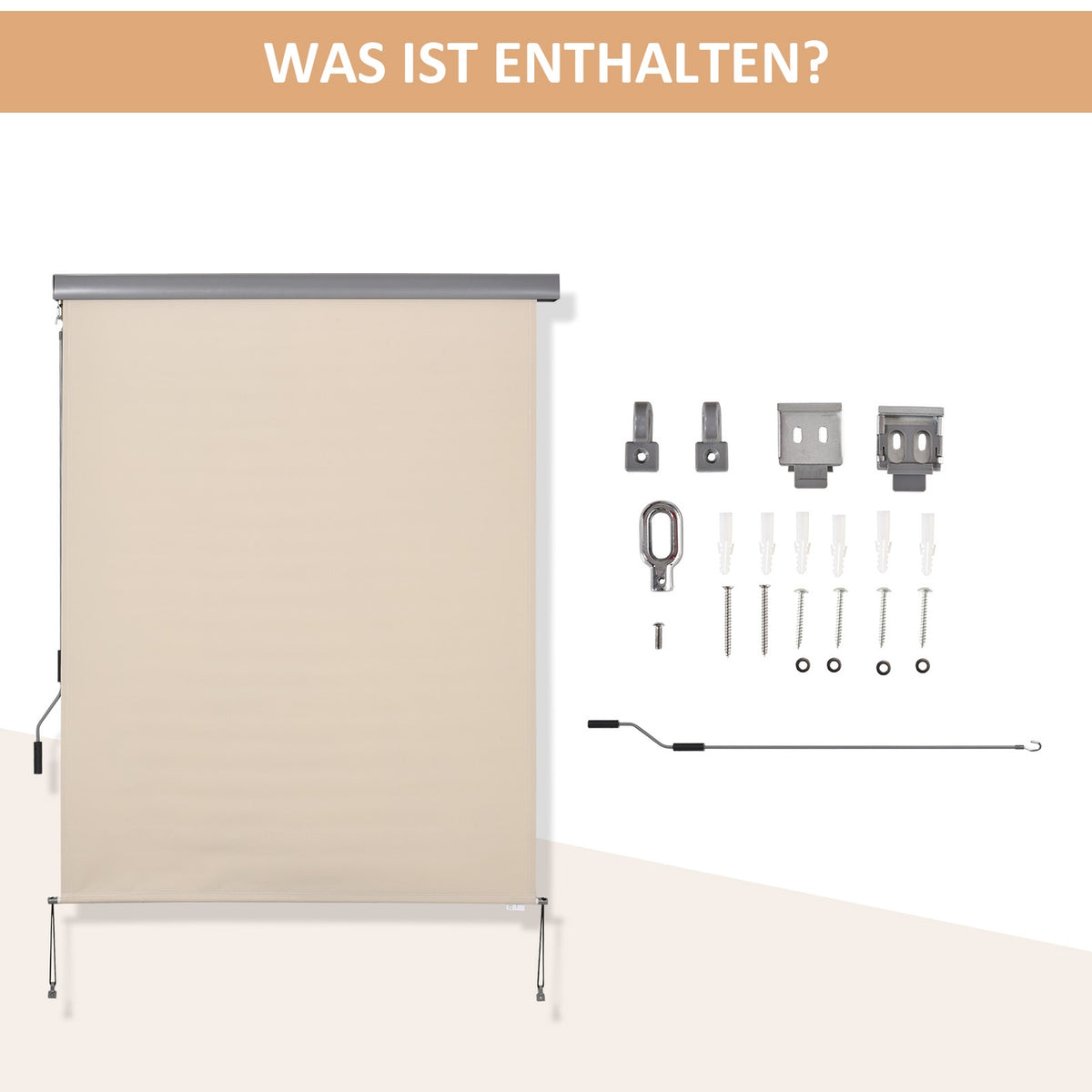 Vertical Awning Balcony Awning With Hand Crank, Wind Protection Side Blind, Polyester + Aluminum, 140X200Cm