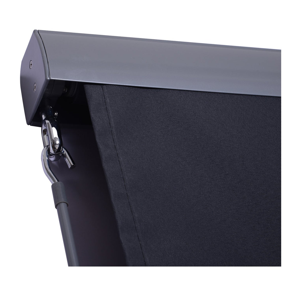 Vertical Awning Balcony Awning With Hand Crank, Wind Protection Side Blind, Polyester + Aluminum, Dark Gray, 140X250Cm