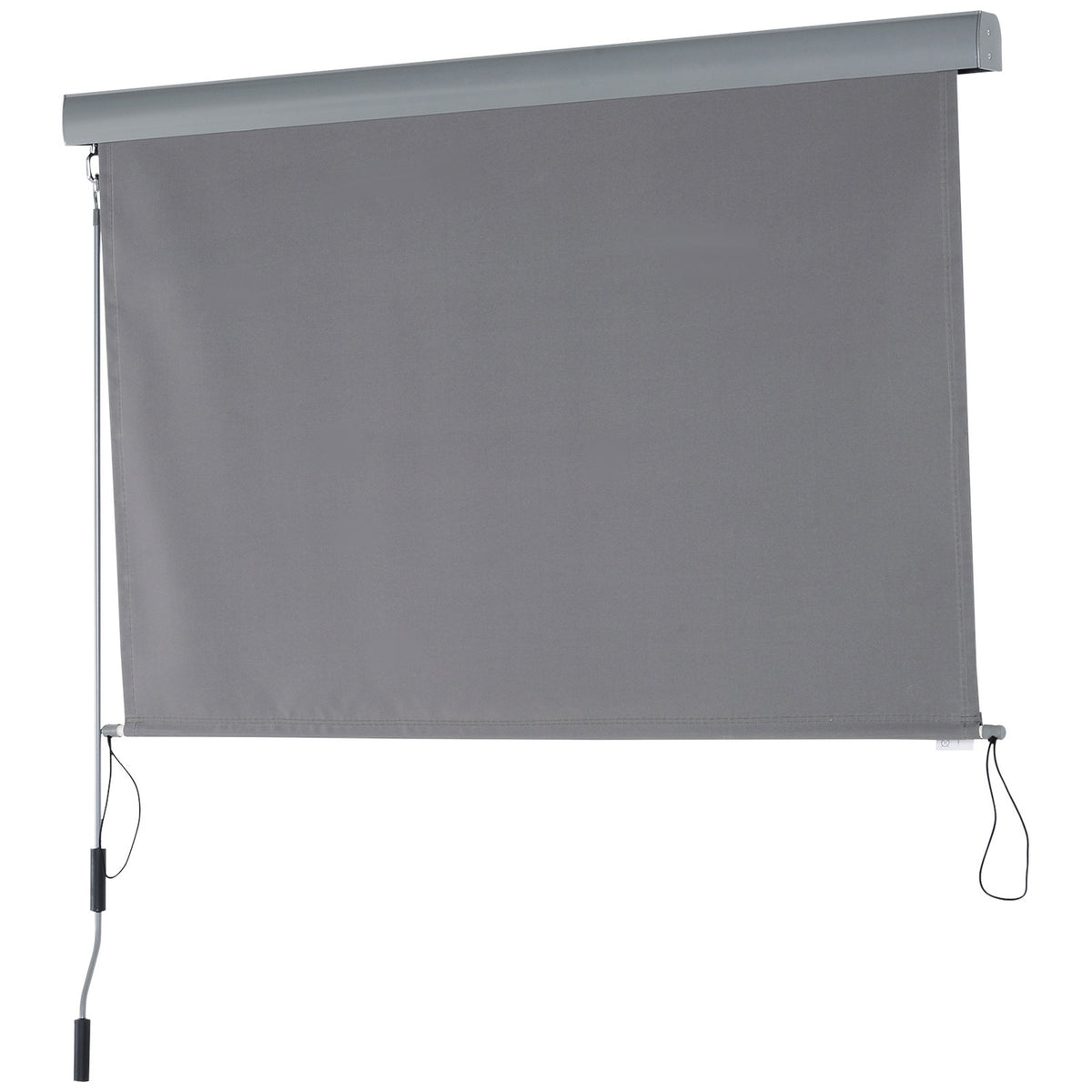 Vertical Awning Balcony Awning With Hand Crank, Wind Protection Side Blind, Polyester + Aluminum, Gray, 140X200Cm