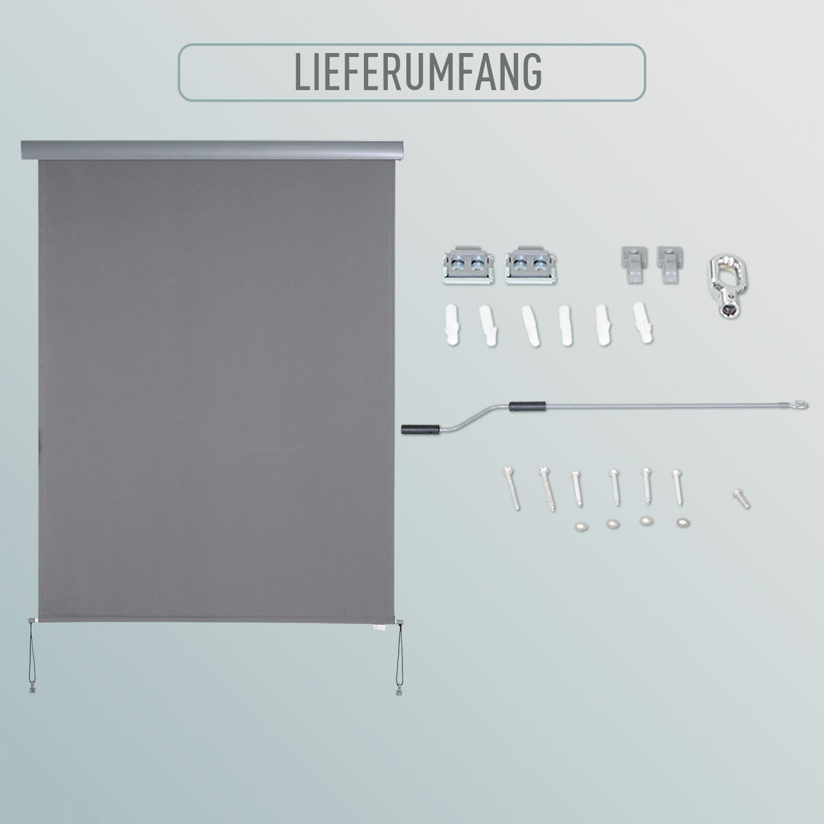 Vertical Awning Balcony Awning With Hand Crank, Wind Protection Side Blind, Polyester + Aluminum, Gray, 140X200Cm