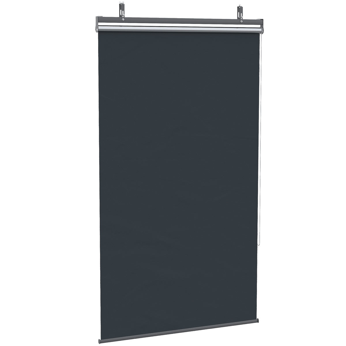 Vertical Awning Balcony Privacy Screen With Sun Protection, 124 X 222Cm Balcony Blind With Hooks, Privacy Screen For Pavilion, Pergola, Polyester, Dark Gray