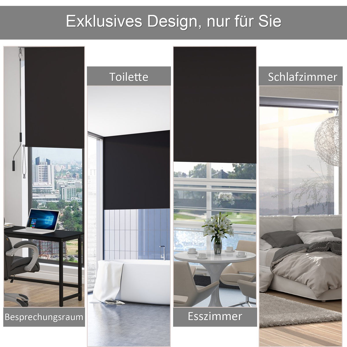 Vertical Awning Balcony Wind Protection And Privacy Screen, Hand Crank, Polyester + Aluminum, 100X140Cm