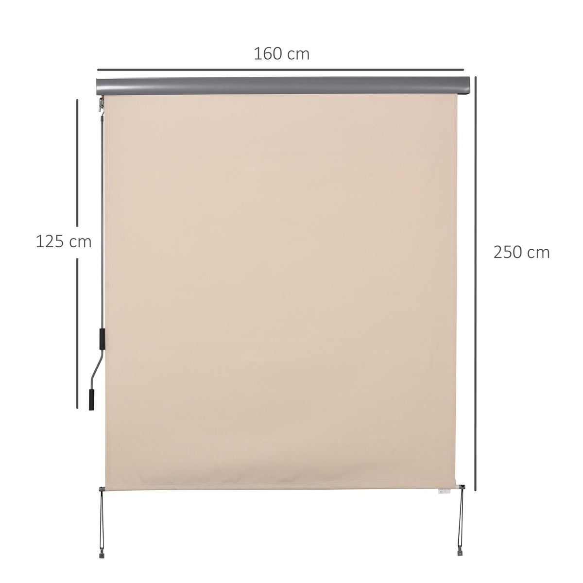 Vertical Awning Balcony Wind Protection And Privacy Screen, Hand Crank, Polyester + Aluminum, 160X250Cm