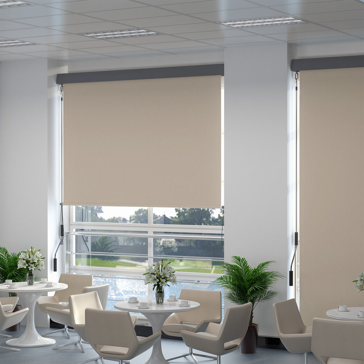 Vertical Awning Balcony Wind Protection And Privacy Screen, Hand Crank, Polyester + Aluminum, Cream White, 100X140Cm