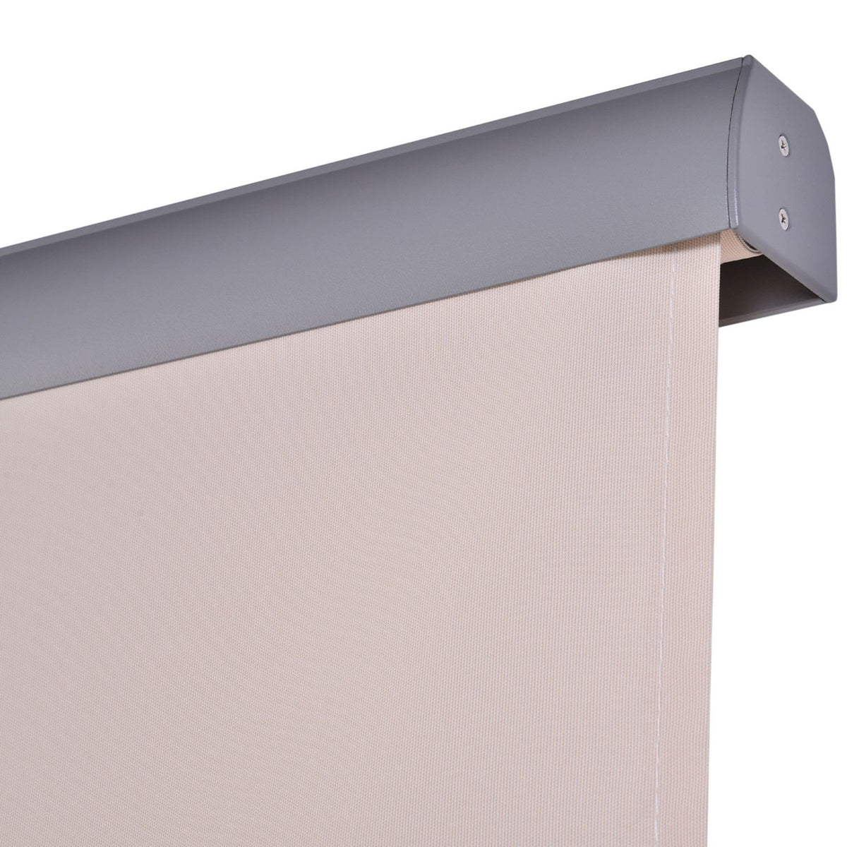 Vertical Awning Balcony Wind Protection And Privacy Screen, Hand Crank, Polyester + Aluminum, Cream White, 140X250Cm
