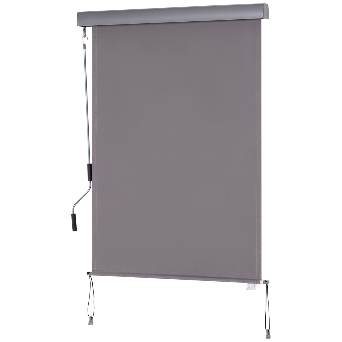 Vertical Awning Balcony Wind Protection And Privacy Screen, Hand Crank, Polyester + Aluminum, Gray, 100X140Cm