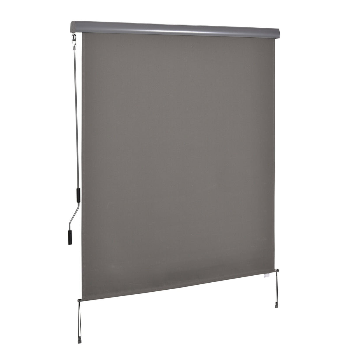 Vertical Awning Balcony Wind Protection & Privacy Screen, Hand Crank, Polyester+Aluminum, Grey, 160X250Cm