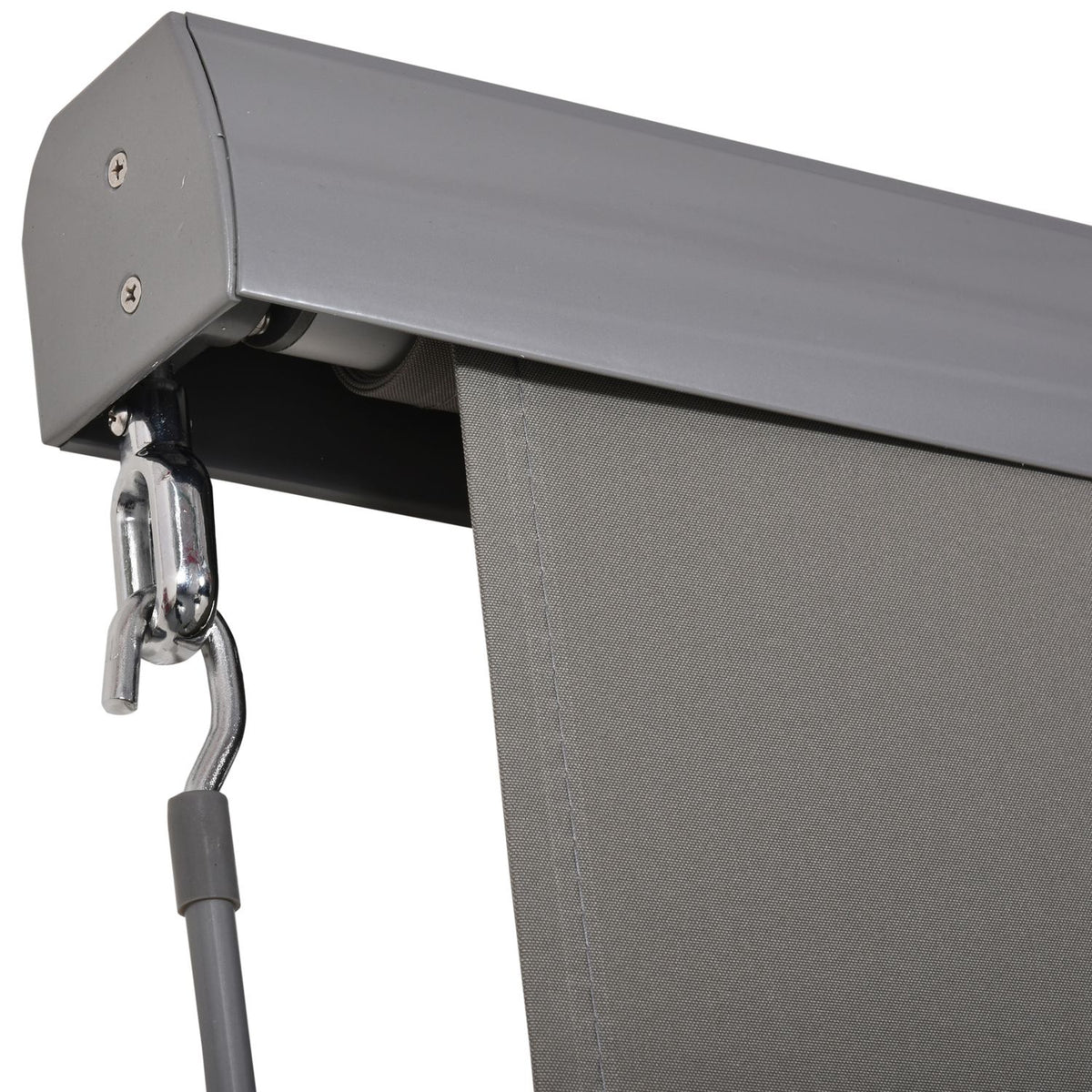 Vertical Awning Balcony Wind Protection & Privacy Screen, Hand Crank, Polyester+Aluminum, Grey, 160X250Cm