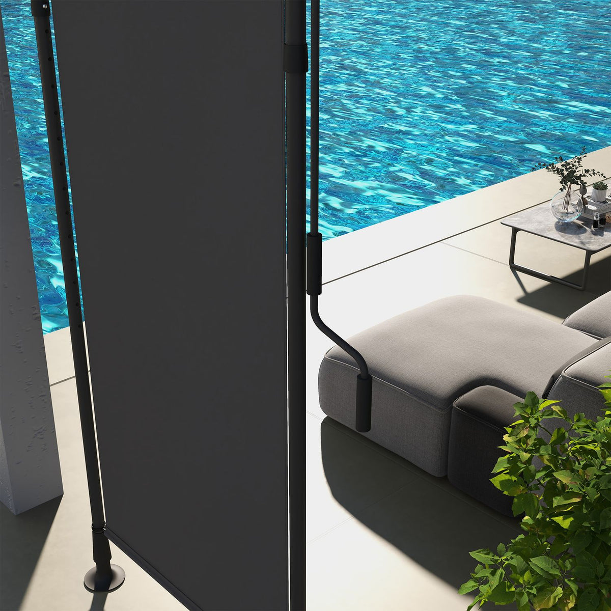 Vertical Awning Sun Protection Balcony Roller Blind 120x220-310cm Weatherproof with Crank Polyester Dark Gray for Patio & Garden