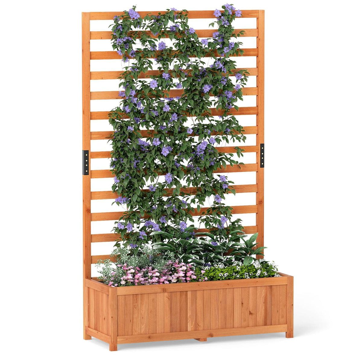 Vertical Spruce Planter Box with Trellis & Drainage