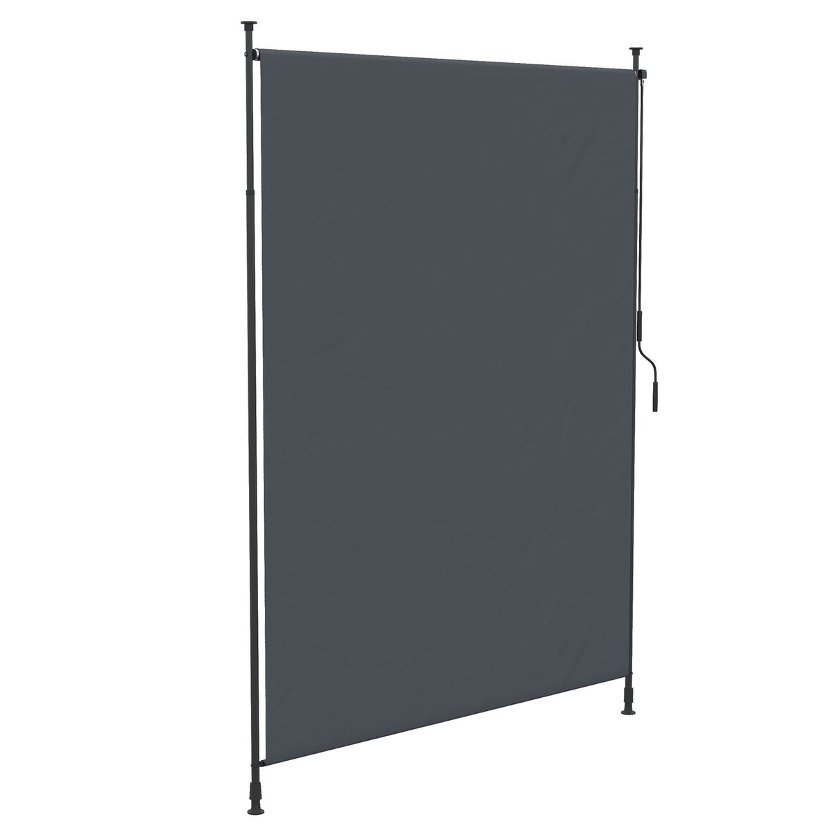 Vertical awning 200 x 292 cm, vertically retractable with adjustable sun protection made of gray aluminum for terraces and balconies