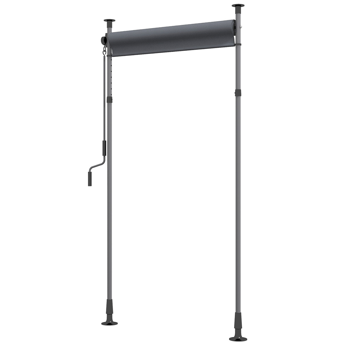 Vertical awning balcony blind 150 x 220-310cm with crank, weatherproof balcony privacy screen made of polyester in dark gray for garden