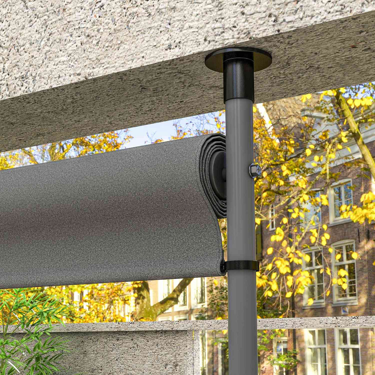 Vertical awning balcony blind 150 x 220-310cm with crank, weatherproof balcony privacy screen made of polyester in dark gray for garden
