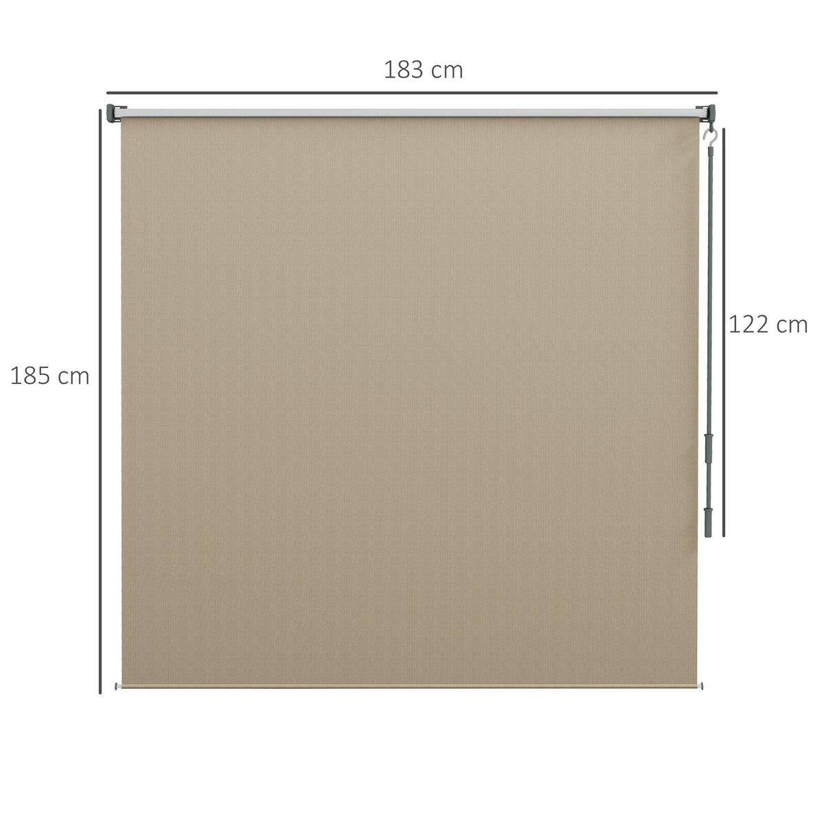 Vertical awning balcony roller blind, 183 x 185 cm external roller blind, blackout roller blind with hand crank, privacy screen for pavilion, garden, beige