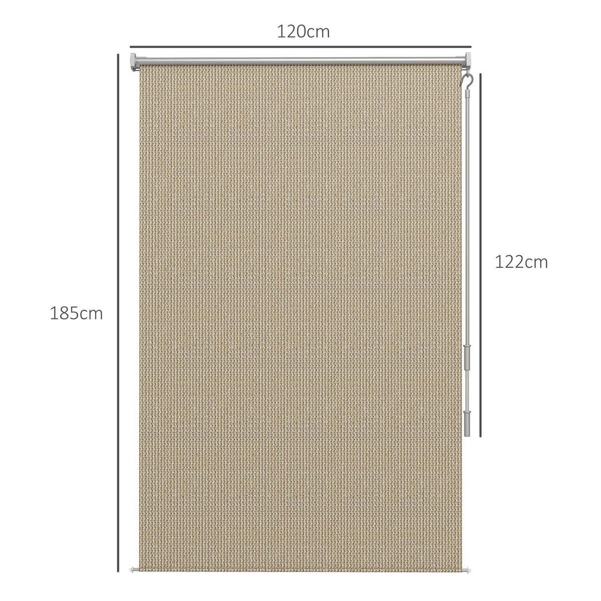 Vertical awning balcony roller blind with hand crank, 120 x 185 cm outdoor roller blind, blackout roller blind, privacy screen for pavilion, garden, beige