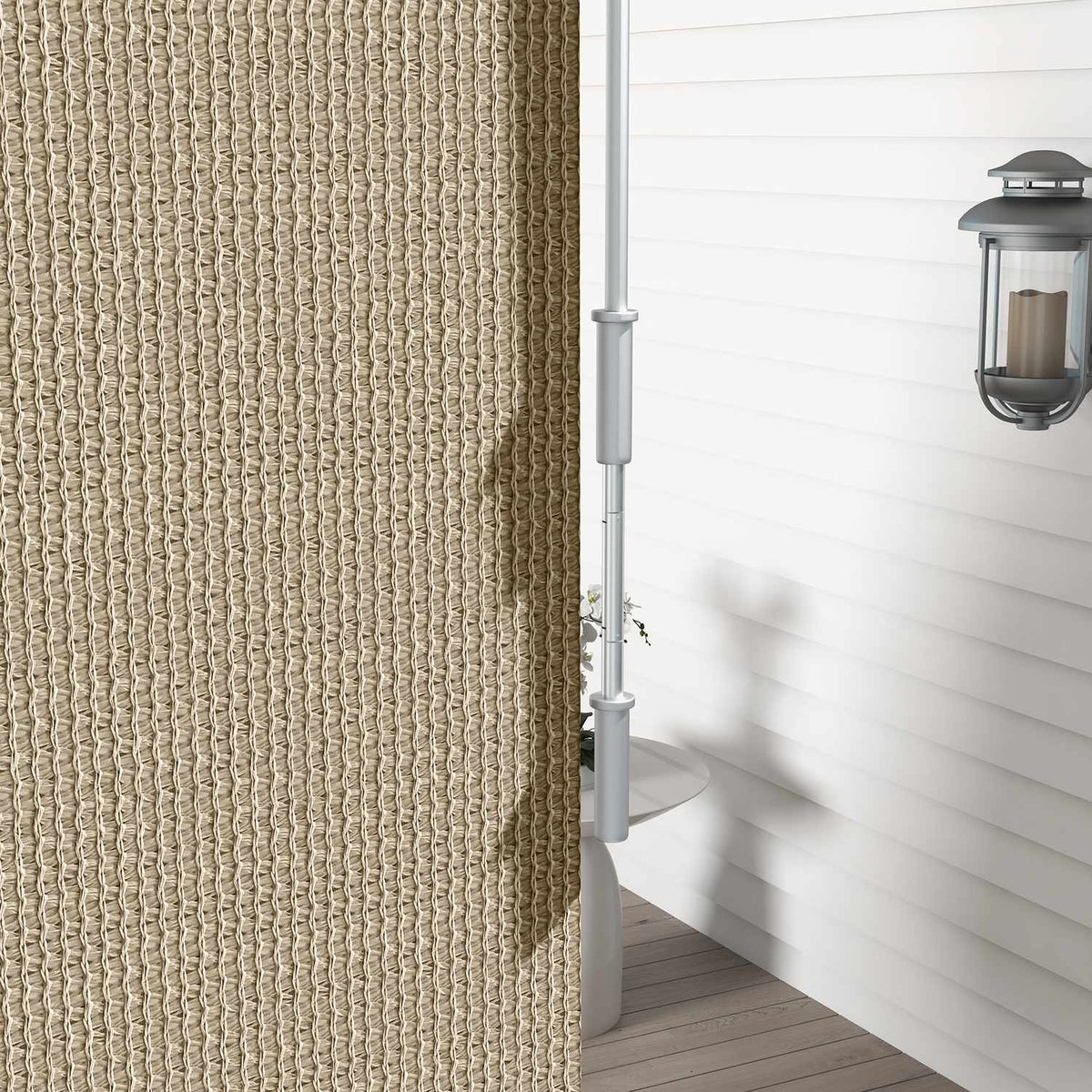 Vertical awning balcony roller blind with hand crank, 120 x 185 cm outdoor roller blind, blackout roller blind, privacy screen for pavilion, garden, beige