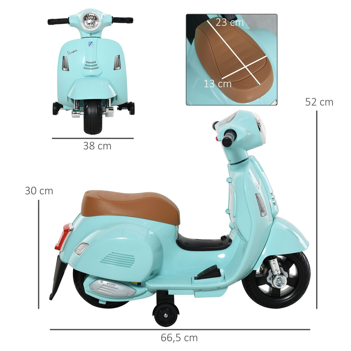 Vespa Electric Motorcycle Children'S Motorcycle Electric Vehicle 18-36 Months 3 Km/H Led Light Sound Pp Plastic Metal Green 66.5 X 38 X 52 Cm