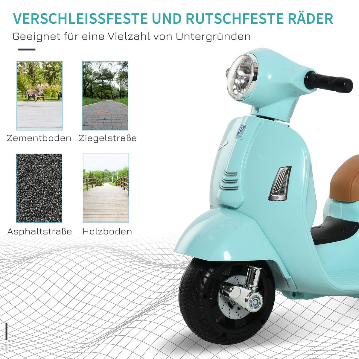 Vespa Electric Motorcycle Children'S Motorcycle Electric Vehicle 18-36 Months 3 Km/H Led Light Sound Pp Plastic Metal Green 66.5 X 38 X 52 Cm