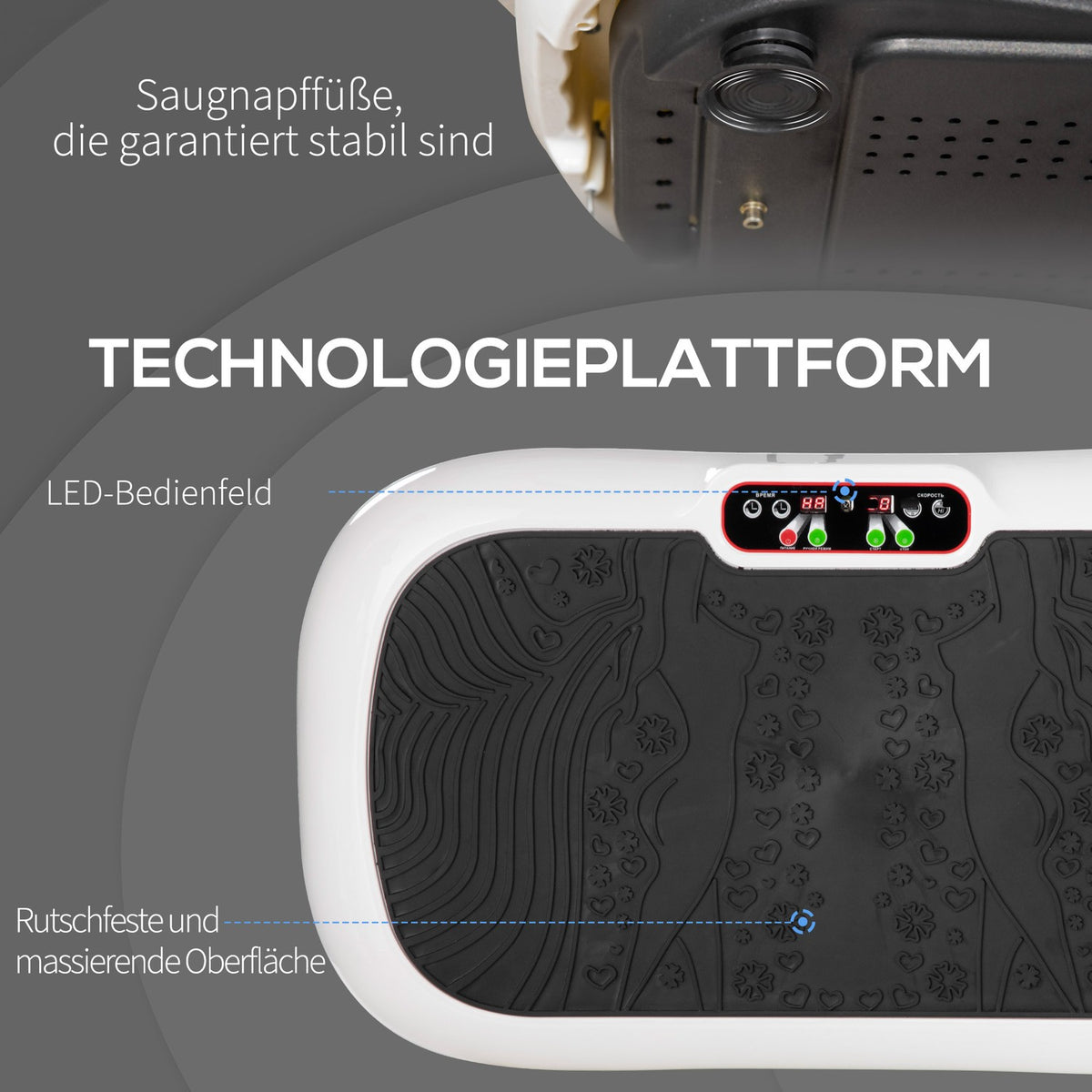 Vibration Plate Fitness Device With 2 Fitness Bands, 99 Vibration Levels, Up To 120 Kg, For Full Body Training, 200W