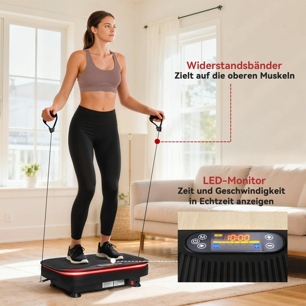 Vibration Plate for Fitness, Bluetooth, 99 Speeds, Black