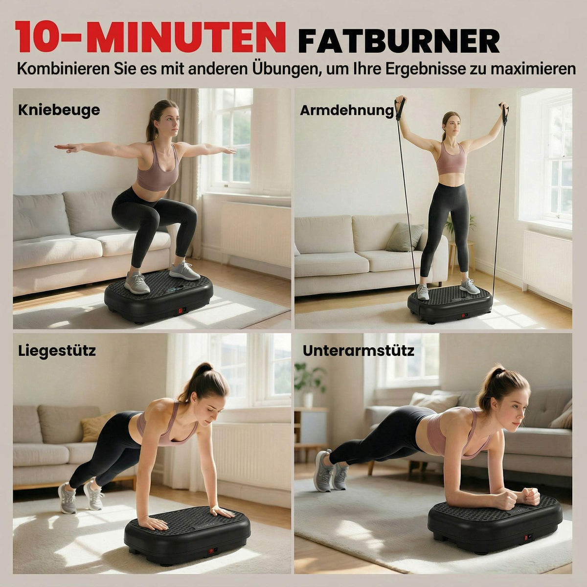 Vibration Plate with 120 Levels, Remote, LED Display, Black