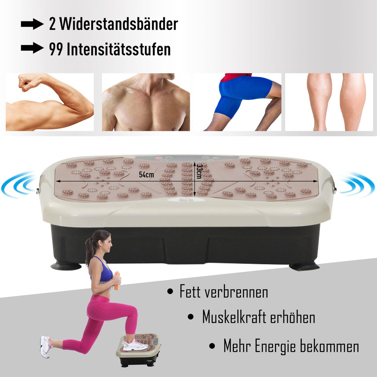 Vibration plate vibration trainer vibration device fitness trainer LED display USB speaker training bands remote control