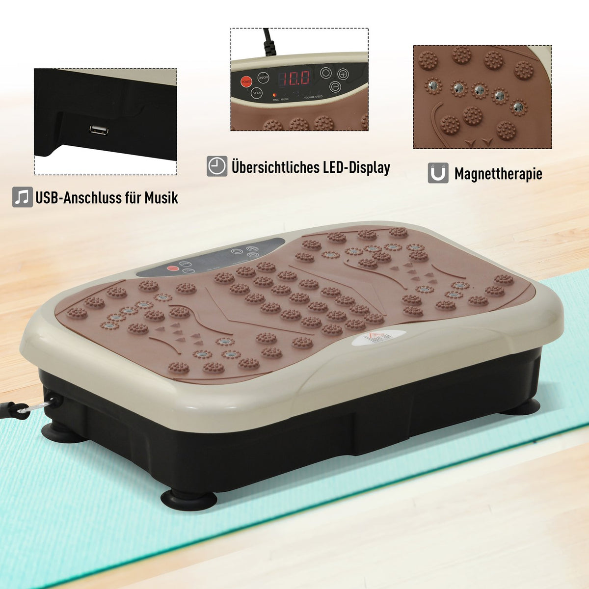 Vibration plate vibration trainer vibration device fitness trainer LED display USB speaker training bands remote control