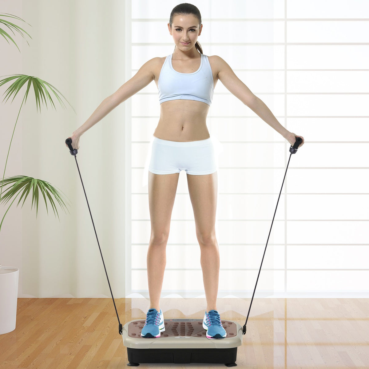Vibration plate vibration trainer vibration device fitness trainer LED display USB speaker training bands remote control