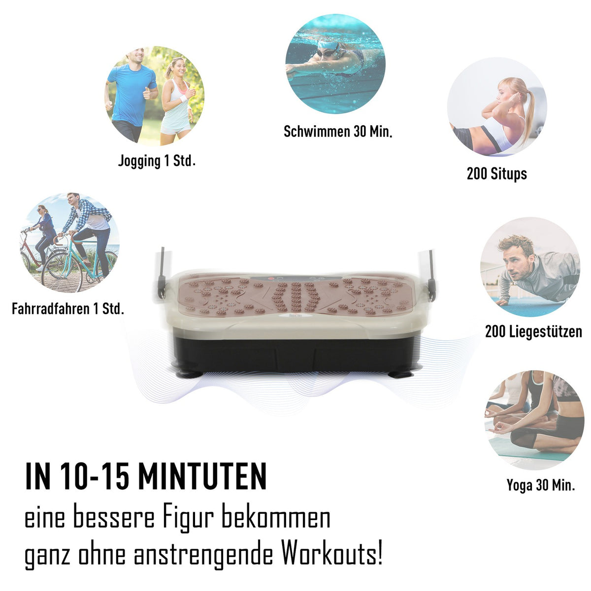 Vibration plate vibration trainer vibration device fitness trainer LED display USB speaker training bands remote control