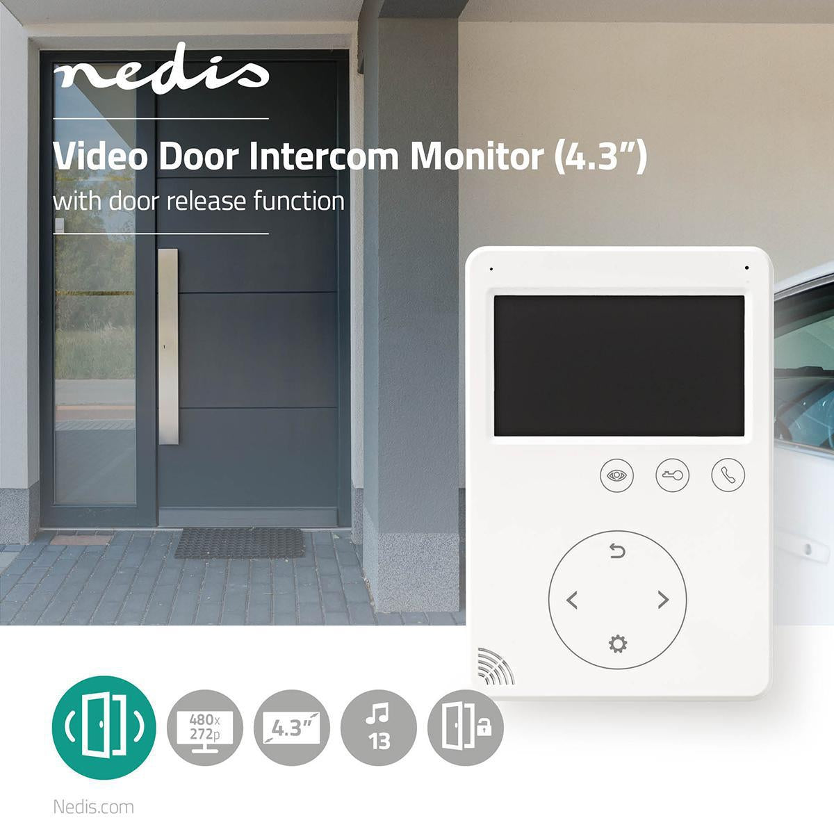 Video intercom | Maximum resolution: 480x272 | 2 way communication | Power adapter | White