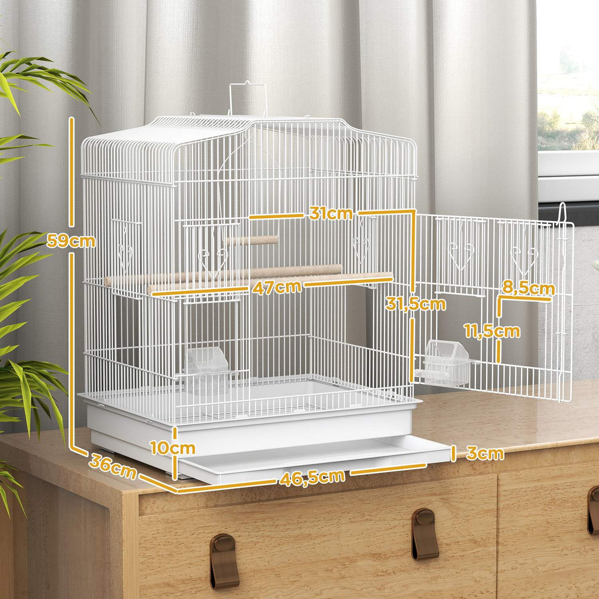 Vintage Bird Cage for Small Birds, 46.5 x 36 x 59 cm