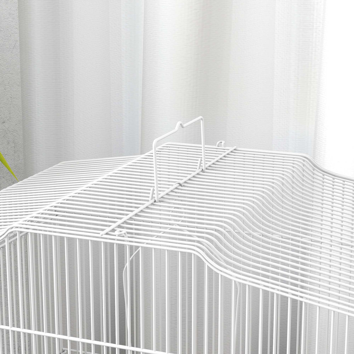 Vintage Bird Cage for Small Birds, Steel & Wood, Blue/White