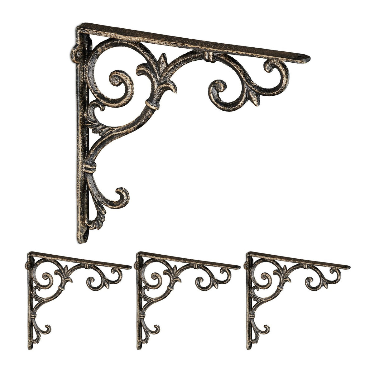 Vintage Cast Iron Shelf Brackets, Set of 4, 90 Angle