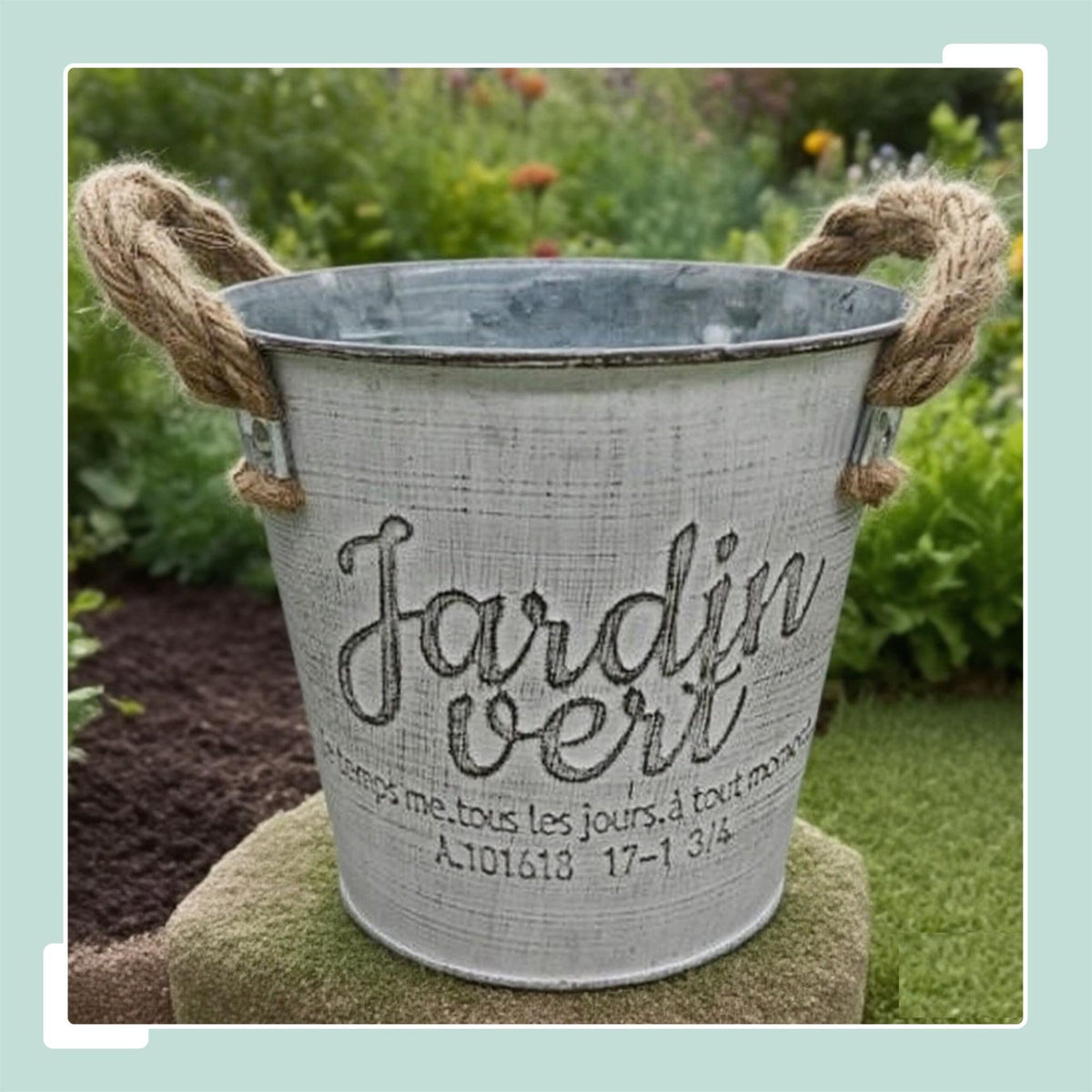 Vintage Metal Planters Set, Rustic Jute Handles, 3-Piece
