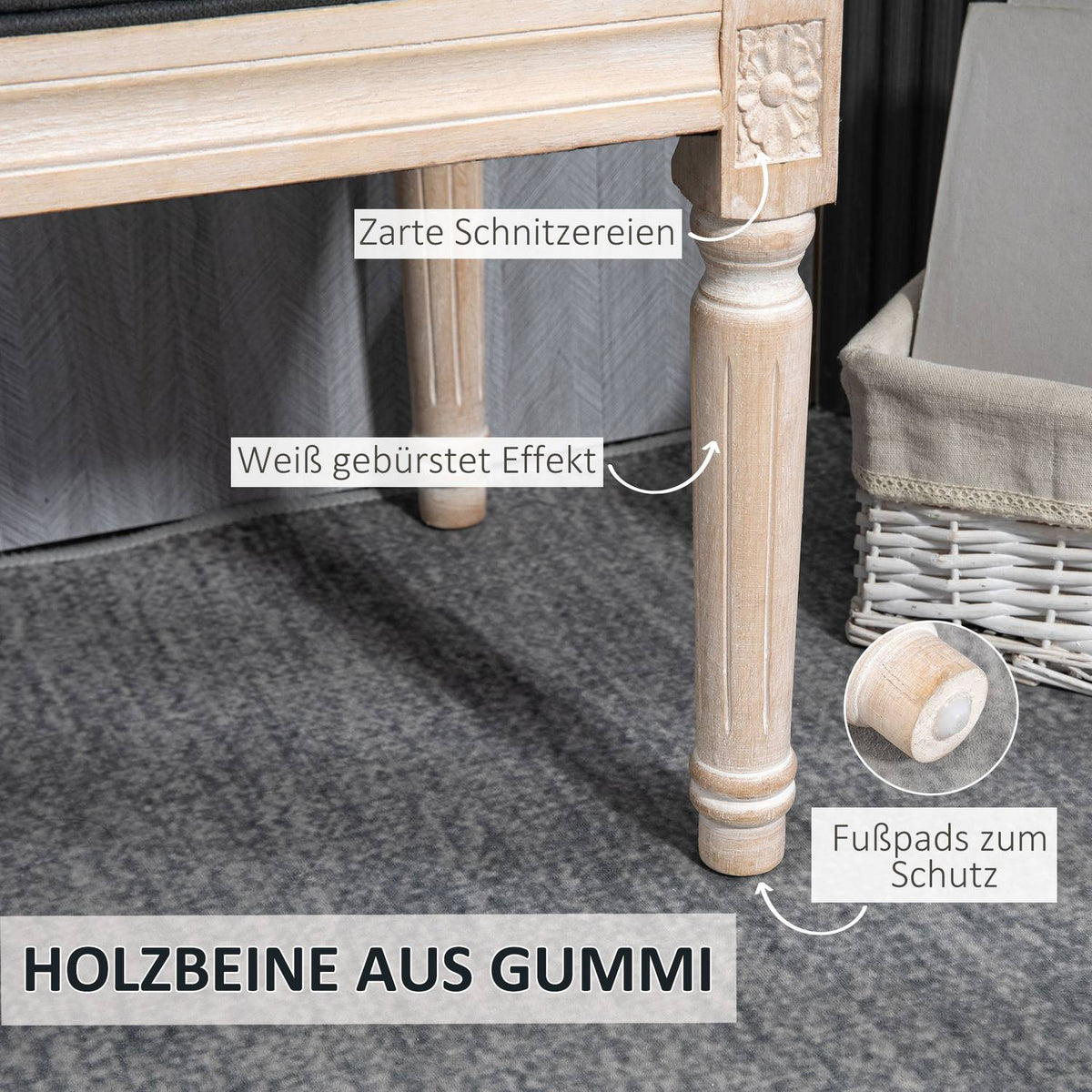 Vintage Upholstered Bench 80X40X43Cm Bench, Bed Bench, Hallway Bench With Buttons, Linen Look, Up To 120Kg, Dark Grey