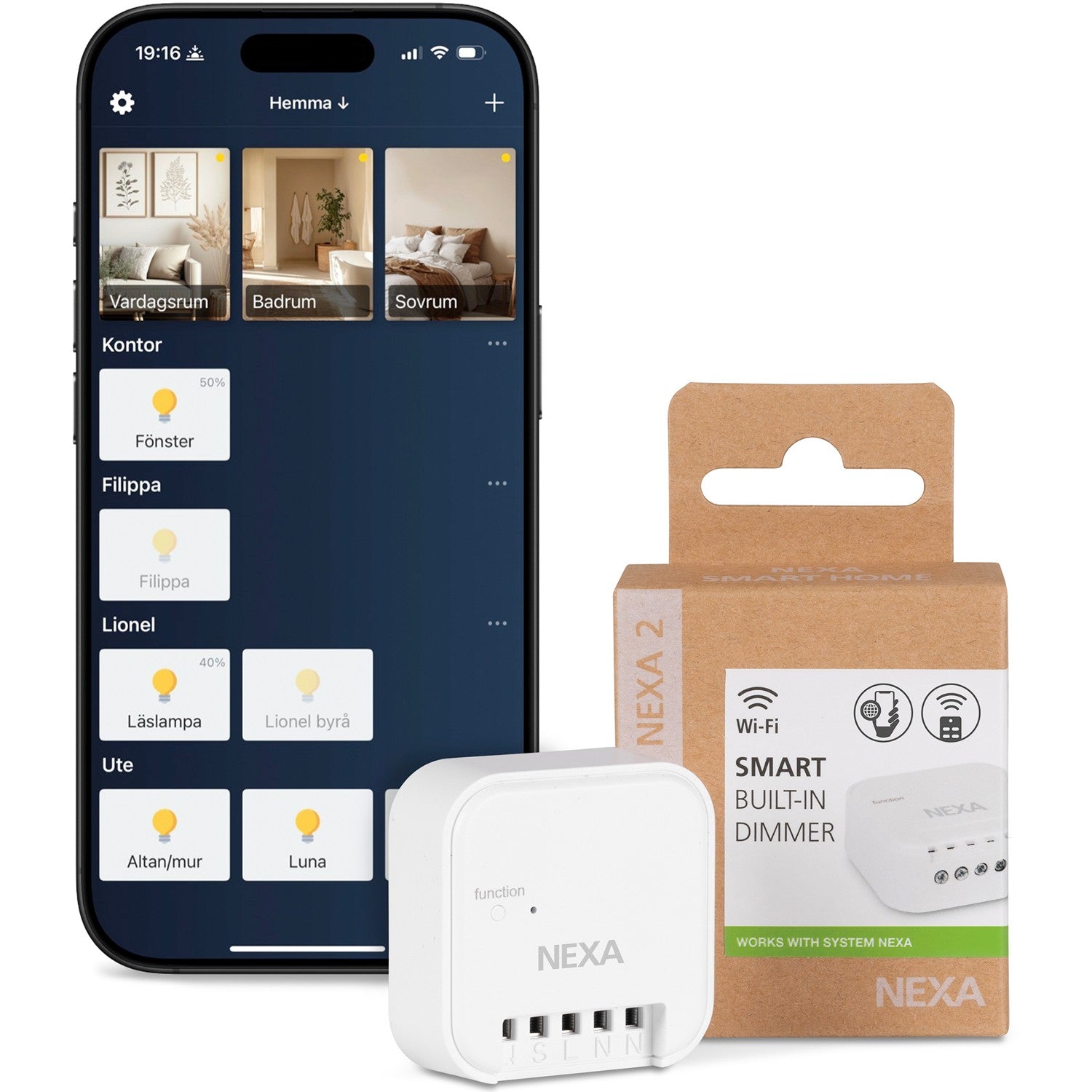 WBD-01 Smart Built-in Receiver Dimmer 250W System Nexa 2 WiFi/433