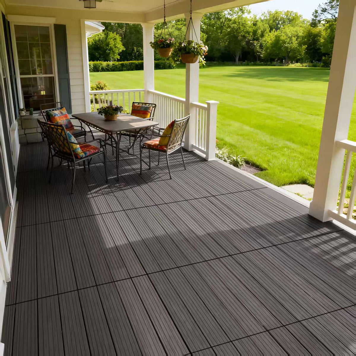 WPC Interlocking Floor Tiles 60x30 cm, Non-Slip, Weatherproof