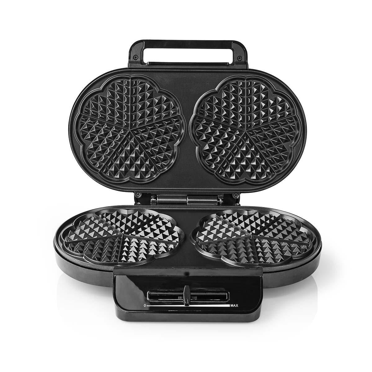 Waffle Iron | 2 x 5 Heart shaped waffles | 12 cm | 1200 W | Automatic temperature control | Metal / Plastic