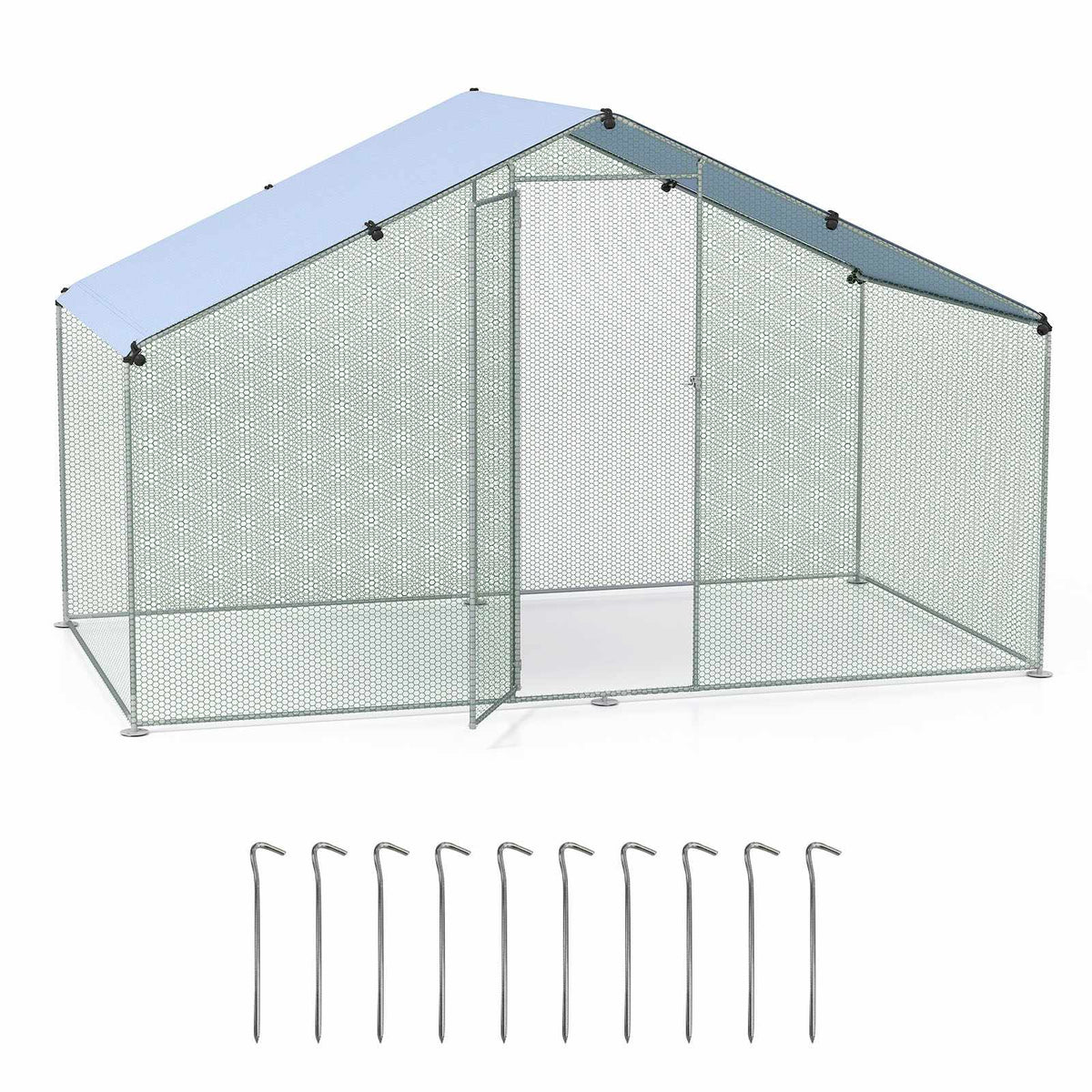 Walk-In Chicken Coop with Roof, Lockable Door, 300x170x190 cm