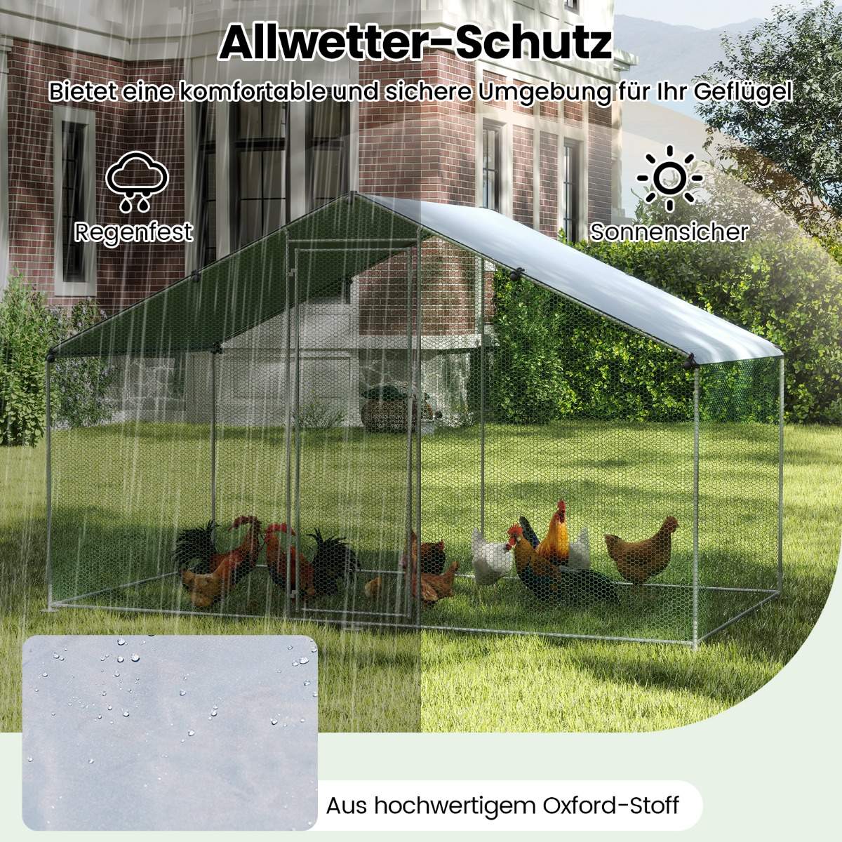 Walk-In Chicken Coop with Roof, Lockable Door, 300x170x190 cm