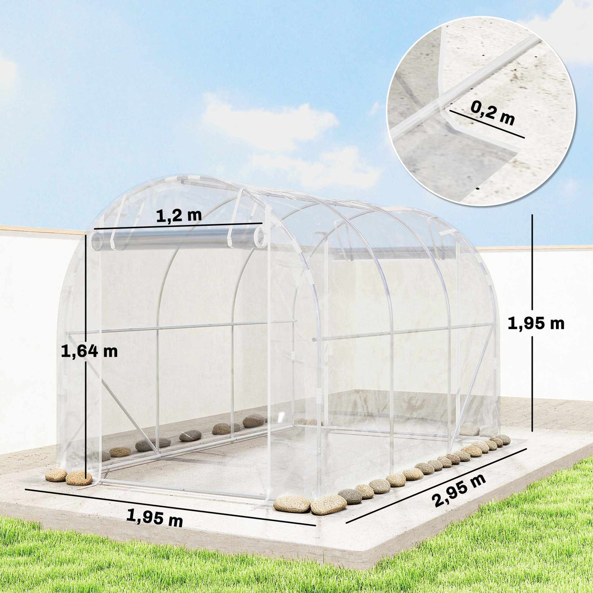 Walk-In Polytunnel Greenhouse, Steel Frame, UV PE Cover