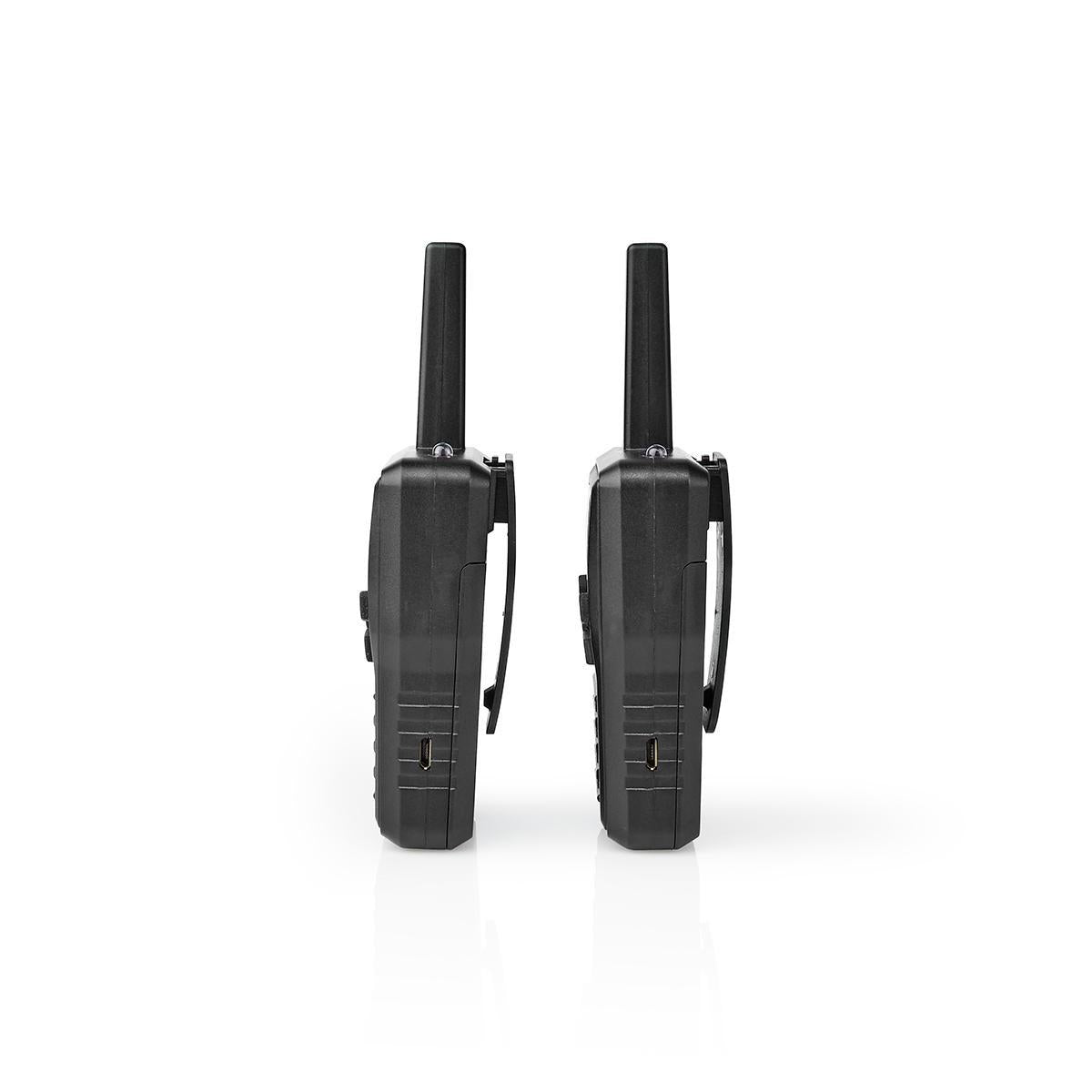 Walkie Talkie Set | 2 handsets | Up to 10 km | Frequency channels: 8 | PTT / VOX | Up to 6 hours | Charging base included | Headphone jack | Black