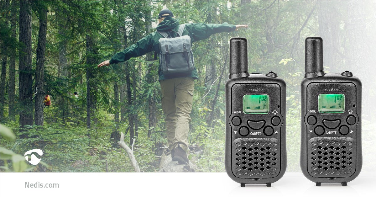 Walkie Talkie Set | 2 handsets | Up to 5 km | Frequency channels: 8 | PTT / VOX | Up to 2.5 hours | Black