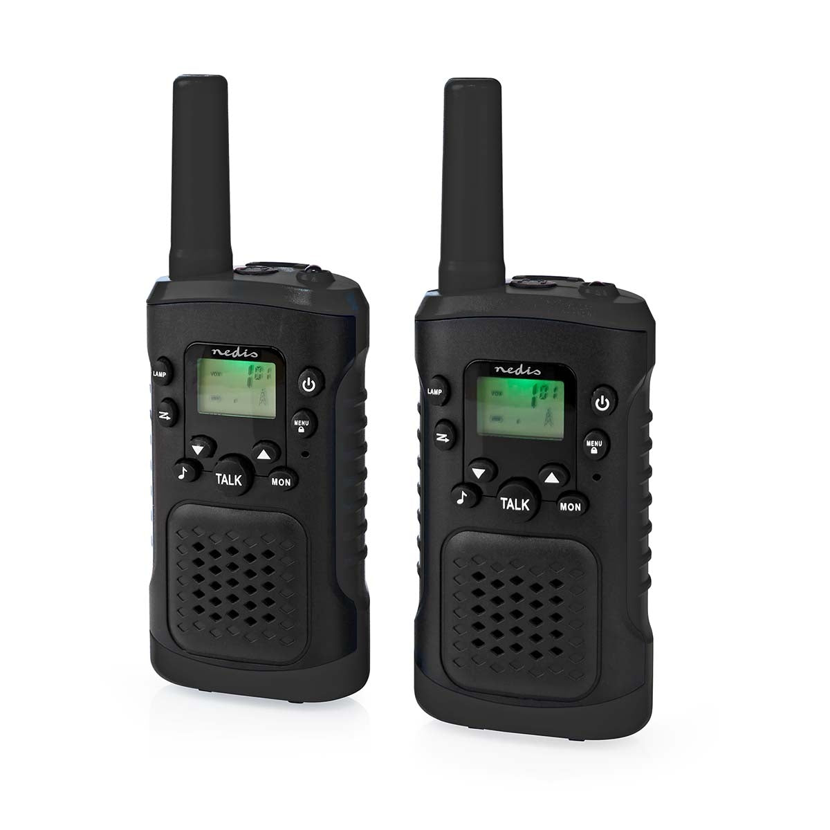Walkie Talkie Set | 2 handsets | Up to 6 km | Frequency channels: 8 | PTT / VOX | Up to 3 hours | Headphone jack | 2 Headset | Black