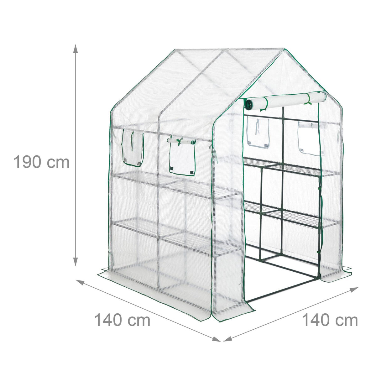 Walk-in greenhouse with 4 windows