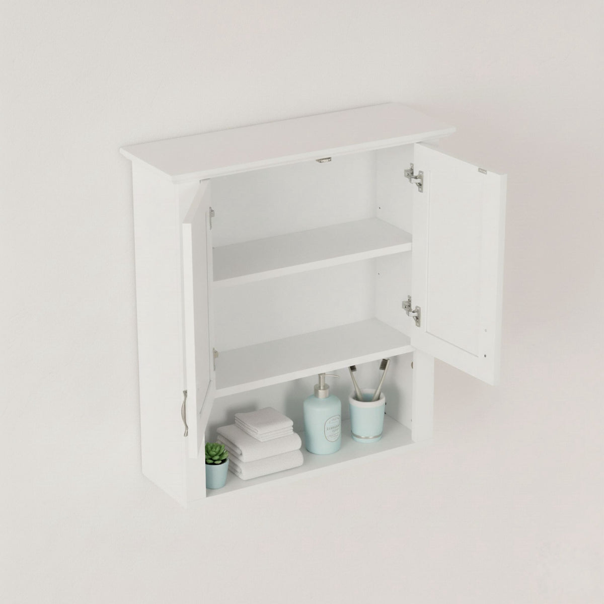 Wall Cabinet with 3 Compartments for Bathroom or Kitchen