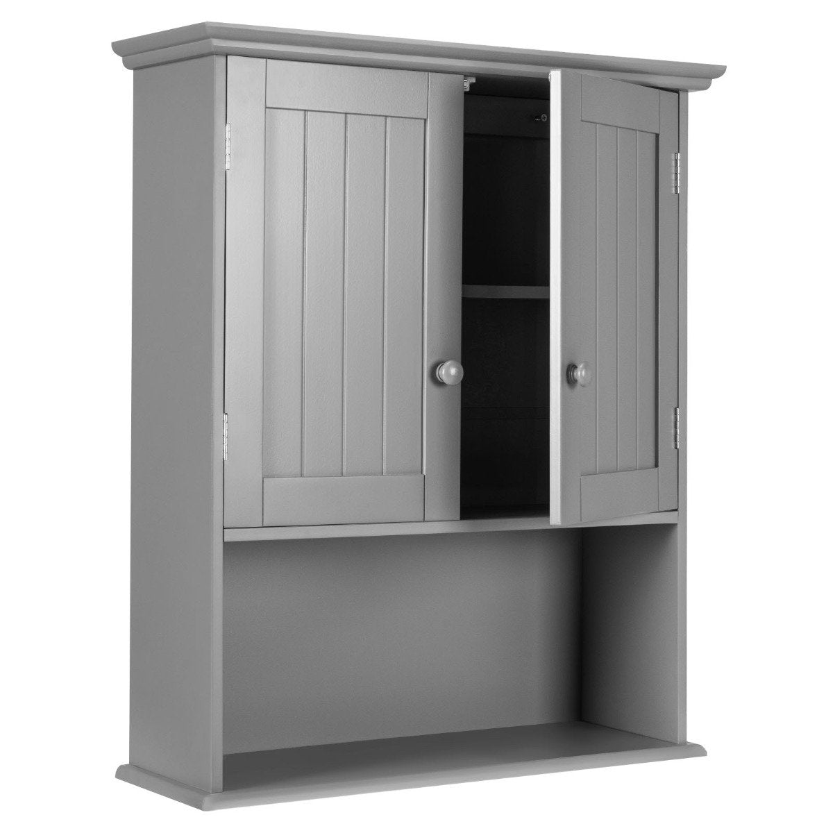 Wall Cabinet with Double Door & Adjustable Shelf Height Medicine Cabinet Wall Cabinet Gray