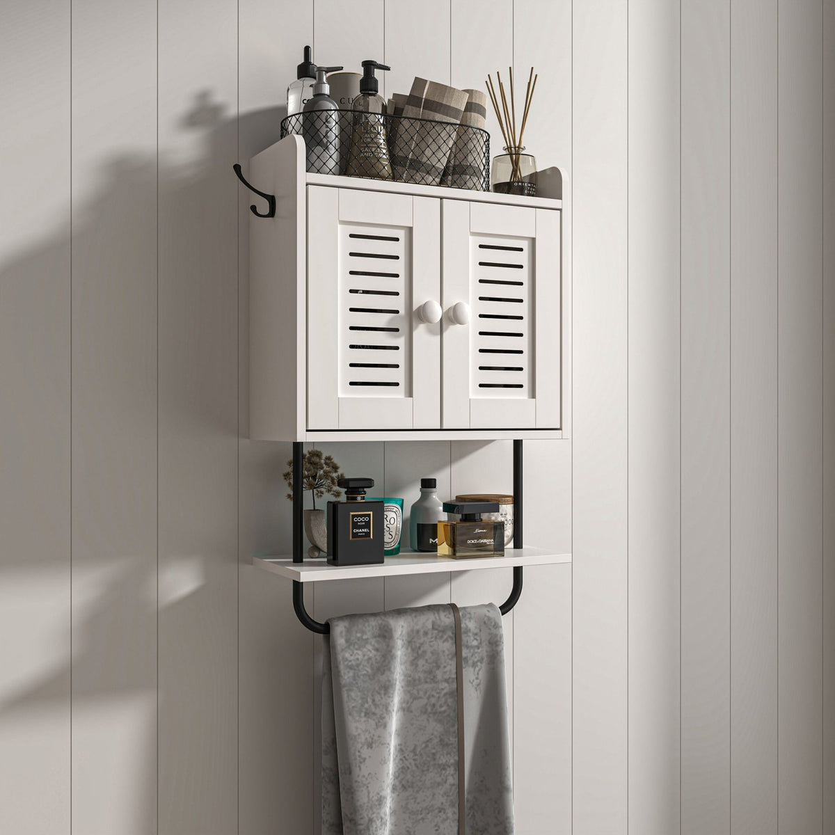 Wall Cabinet with Towel Rail – Bathroom or Kitchen Storage