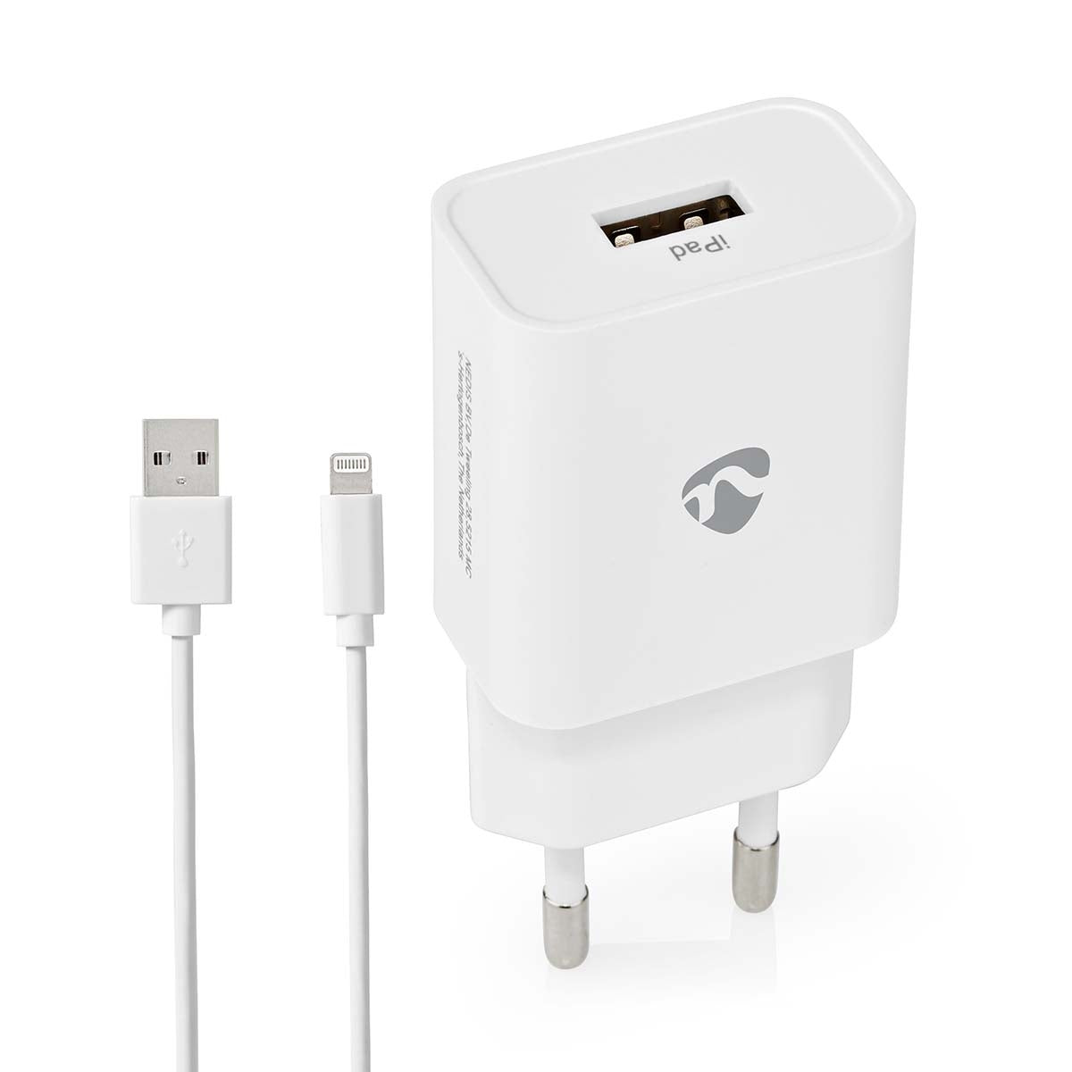 Wall Charger | 12 W| Fast charging function | 1x 2.4 A A | Number of outputs: 1 | USB-A | Lightning 8-Pin (Loose) Cable | 1.00 m | Single Voltage Output