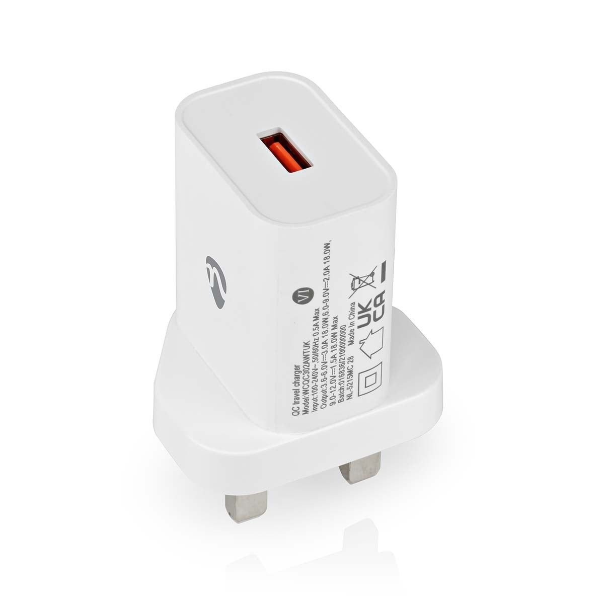 Wall Charger | 18 W| Fast charging function | 3.0 A| Number of outputs: 1 | USB-A | Automatic selection of Voltage